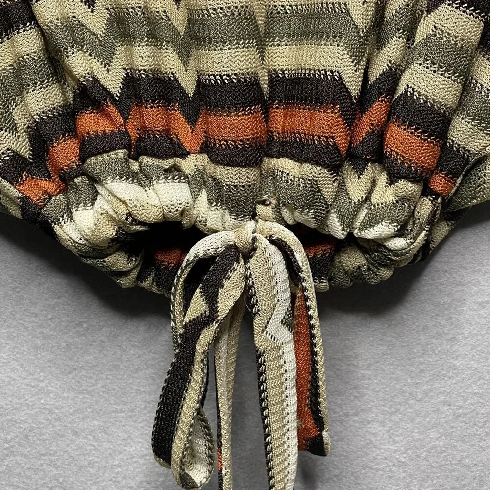 ZARA Striped Dolman Sleeve Elastic Waist Boho Top - Picture 4 of 9